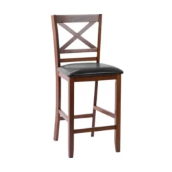 Costway Set Of 4 Bar Stools 25'' Counter Height Chairs W/ PU Leather Seat Walnut -HOMCOM Store GUEST f4733e11 4fbe 4484 ba6b 5faa90d5508e