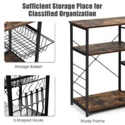 Costway Industrial Kitchen Baker's Rack Microwave Stand Utility Storage Shelf W/ 6 Hooks Steel Black 17 Costway Industrial Kitchen Baker's Rack Microwave Stand Utility Storage Shelf W/ 6 Hooks Steel Black -HOMCOM Store GUEST f524f6a1 8ccd 4230 a1ce d001015ca25e