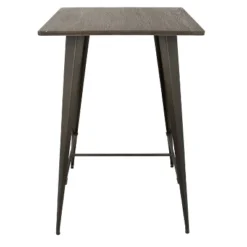 41" Oregon Industrial Bar Height Pub Table Antique Metal With Espresso Wood Top - LumiSource