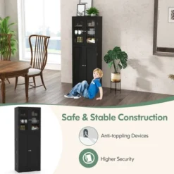 Costway Tall Storage Cabinet Kitchen Pantry Cupboard With Tempered Glass Doors & Shelves Black/White -HOMCOM Store GUEST f69bed7c e3db 4105 83fc b10f450b9c65