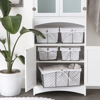 Design Imports Set Of 5 Vintage Gray Chicken Wire Bleached Liner Baskets White 5 Design Imports Set Of 5 Vintage Gray Chicken Wire Bleached Liner Baskets White - Image 3