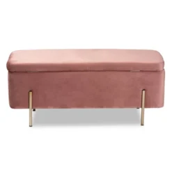 Rockwell Blush Velvet Metal Storage Bench Pink/Gold - Baxton Studio -HOMCOM Store GUEST f76b090b 95f3 408f a701 1ad7c6deac84