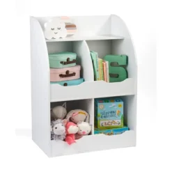 Badger Basket 4 Bin Storage Cubby With Bookshelf White -HOMCOM Store GUEST f778050a 78ea 496d b0b1 a1cc1b9679b8