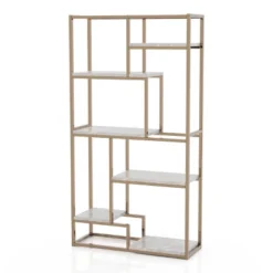 70.25" Amstil 6 Shelf Display Bookcase Champagne - MiBasics -HOMCOM Store GUEST f7925604 7611 490f b6cf 34f45329bc4d