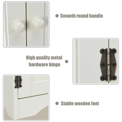 Costway Accent Storage Cabinet Adjustable Shelves Antique 2 Door Floor Cabinet White 4 Costway Accent Storage Cabinet Adjustable Shelves Antique 2 Door Floor Cabinet White - Image 2