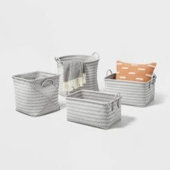 Large Woven Rectangular Storage Basket Gray/White - Brightroom™ -HOMCOM Store GUEST f7afc392 cd5f 4f5b b71c de34f8204ec5
