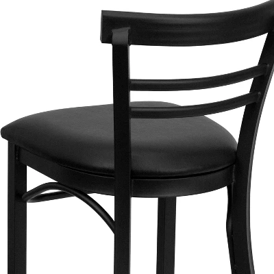 Emma And Oliver Two-Slat Ladder Back Black Metal Restaurant Dining Barstool 6 Emma And Oliver Two-Slat Ladder Back Black Metal Restaurant Dining Barstool - Image 4