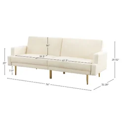 Lanna 76"Wide Vegan Leather Modern Style Convertible Futon Sofa Bed For Living Room Guest Bedroom | ARTFUL LIVING DESIGN -HOMCOM Store GUEST f825eb1e 1572 433c 8583 0527f745eeaf