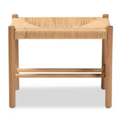 Saura Wood Hemp Accent Bench Oak Brown - Baxton Studio -HOMCOM Store GUEST f8276090 7e84 4f1a 9ebe 68d8f197e026