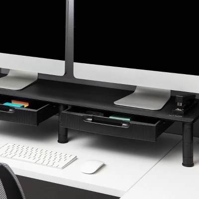 Mind Reader Large Dual Monitor Stand With Storage Riser Black 8 Mind Reader Large Dual Monitor Stand With Storage Riser Black - Image 6