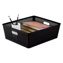 Simplify 2pk Large Slide And Stack Storage Shallow Totes Black -HOMCOM Store GUEST f972d052 2fbc 4946 b501 cf55c8442102