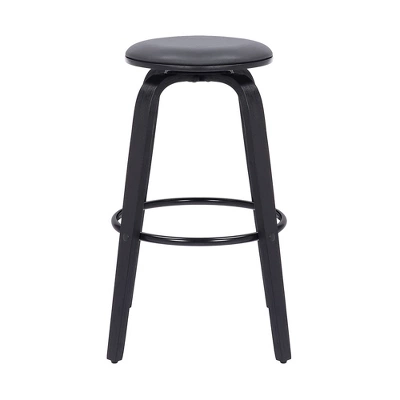 26" Harbor Backless Swivel Faux Leather Wood Counter Height Barstool Gray/Black - Armen Living 3 26" Harbor Backless Swivel Faux Leather Wood Counter Height Barstool Gray/Black - Armen Living