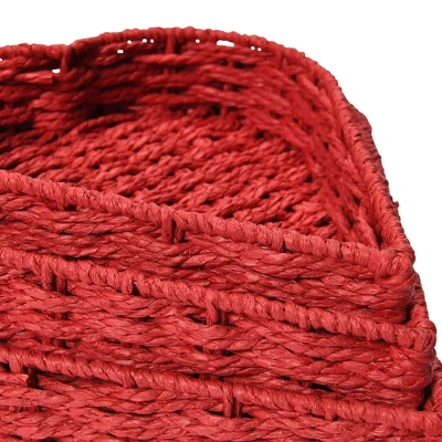 Household Essentials Set Of 3 Nesting Heart Baskets Paper Rope Red 8 Household Essentials Set Of 3 Nesting Heart Baskets Paper Rope Red - Image 6