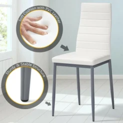 Costway 5 Piece Dining Set Table 29.6'' And 4 Chairs Glass Metal Kitchen Breakfast Furniture White -HOMCOM Store GUEST f9c2602b af8d 4c5c a095 99c330a865f1