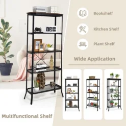 Costway 5 Tier Bookshelf Standing Storage Shelf Unit For Kitchen Living Room Office -HOMCOM Store GUEST f9f53b41 64a4 4b0c 90dd fe409f99053f