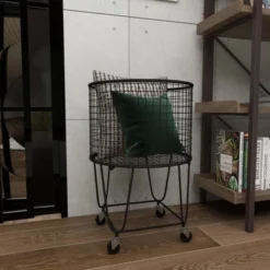 Industrial Metal Storage Cart Round Black CosmoLiving By Cosmopolitan -HOMCOM Store GUEST fa4be1ec 2ab3 498c ace0 a317b9521ea3