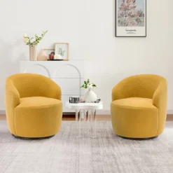 Set Of 2 Fannie 25.60'' Wide Small Size Boucle Upholstered 360° Swivel Barrel Chair-The Pop Maison 29 Set Of 2 Fannie 25.60'' Wide Small Size Boucle Upholstered 360° Swivel Barrel Chair-The Pop Maison -HOMCOM Store GUEST fab8b404 afa9 42c3 b860 8da9913340cb