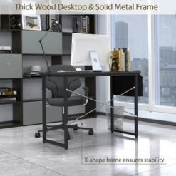 Costway 40''Modern Computer Desk Study Writing Table W/ Storage Bag Black/Coffee/Brown -HOMCOM Store GUEST faf12cc9 a66d 4dbe 8006 ee3a8d095053