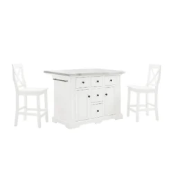 Julia Stainless Steel Top Island With 2 X-Back Stools - Crosley -HOMCOM Store GUEST fb19be66 d2e4 4d91 942e 0e91d7824e36