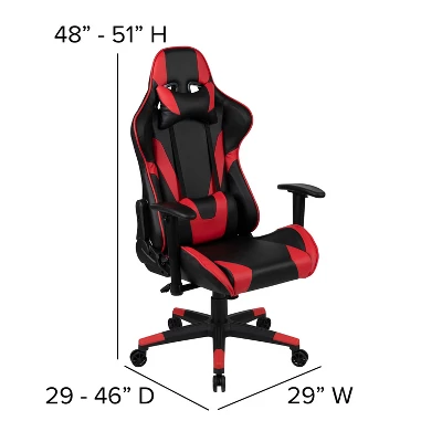 Flash Furniture X20 Gaming Chair Racing Office Ergonomic Computer PC Adjustable Swivel Chair With Fully Reclining Back In Red LeatherSoft 7 Flash Furniture X20 Gaming Chair Racing Office Ergonomic Computer PC Adjustable Swivel Chair With Fully Reclining Back In Red LeatherSoft - Image 5