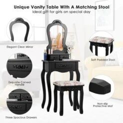 Tangkula Vanity Mirror Makeup Dressing Table Set W/ Stool Drawer Wood Desk 18 Tangkula Vanity Mirror Makeup Dressing Table Set W/ Stool Drawer Wood Desk -HOMCOM Store GUEST fc743b7c 4676 4e4b b3d5 d7d6da3f02d4