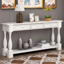 64"L Extra-thick Console Table With Drawers And Shelf-ModernLuxe 17 64"L Extra-thick Console Table With Drawers And Shelf-ModernLuxe -HOMCOM Store GUEST fcfdd92e 6bff 4f1f ac6c b860ce94bb00