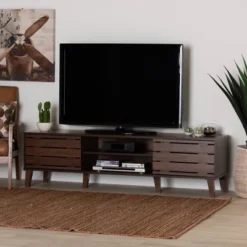 Teresina Wood 2 Door TV Stand For TVs Up To 59" Walnut Brown - Baxton Studio 12 Teresina Wood 2 Door TV Stand For TVs Up To 59" Walnut Brown - Baxton Studio -HOMCOM Store GUEST fd5f648a 2a3a 426a be57 d278227e5e91