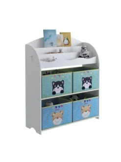 Year Color School Supply, Nursery, Daycare, Toddler, Kids Book Display And Toy Storage Organizer With 6 Fabric Storage Bins -HOMCOM Store GUEST fdd1c69d 8b4e 480e 8380 dd7c7edcc1bc