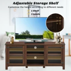 Costway TV Stand Entertainment Center For TV's Up To 65'' W/ Storage Cabinets Walnut -HOMCOM Store GUEST fdd28631 1d69 4763 843c ac3c51563eb4