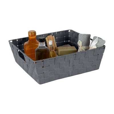 Simplify Large 13" Woven Strap Storage Bin Gray 3 Simplify Large 13" Woven Strap Storage Bin Gray