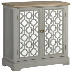 HOMCOM Farmhouse Storage Cabinet, Sideboard Buffet Cabinet With Double Glass Doors And Solid Wood Countertop For Kitchen, Living Room -HOMCOM Store GUEST fe7be5c2 1395 4cc0 885b 27cfbf118817