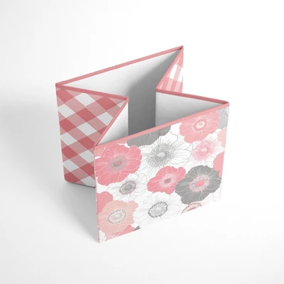 Bacati - Watercolor Floral Coral/Gray Fabric Storage Box/Tote Small 4 Bacati - Watercolor Floral Coral/Gray Fabric Storage Box/Tote Small - Image 2