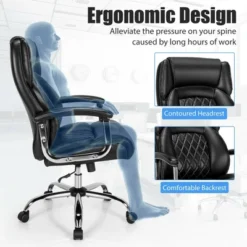 Costway 500LBS Adjustable Office Chair Adjustable Leather Task Chair Black -HOMCOM Store GUEST ff1a1850 618d 416e a7a1 8e67e3979439