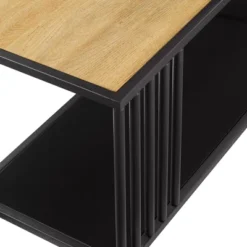 55.5" Modern 4 Shelf With Metal Bar Room Divider Bookcase Coastal Oak/Black - Saracina Home -HOMCOM Store GUEST ffa6e104 97bb 4319 b27b 600bbe750d80