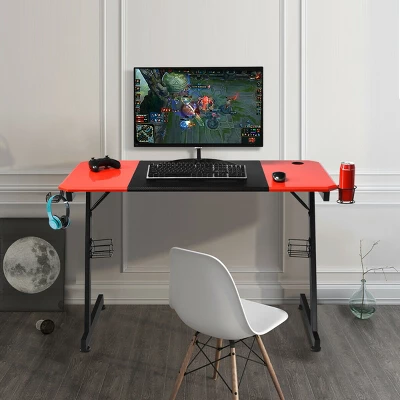 Costway 47 Inch Gaming Desk Z Shape Computer Desk W/ Storage For Cup Headphone Speaker 6 Costway 47 Inch Gaming Desk Z Shape Computer Desk W/ Storage For Cup Headphone Speaker - Image 4