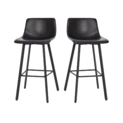 Flash Furniture Caleb Modern Armless 30 Inch Bar Height Commercial Grade Barstools With Footrests And Matte Iron Frames, Set Of 2 -HOMCOM Store GUEST fffd5e98 bdea 4c7b b346 042da1a66b58